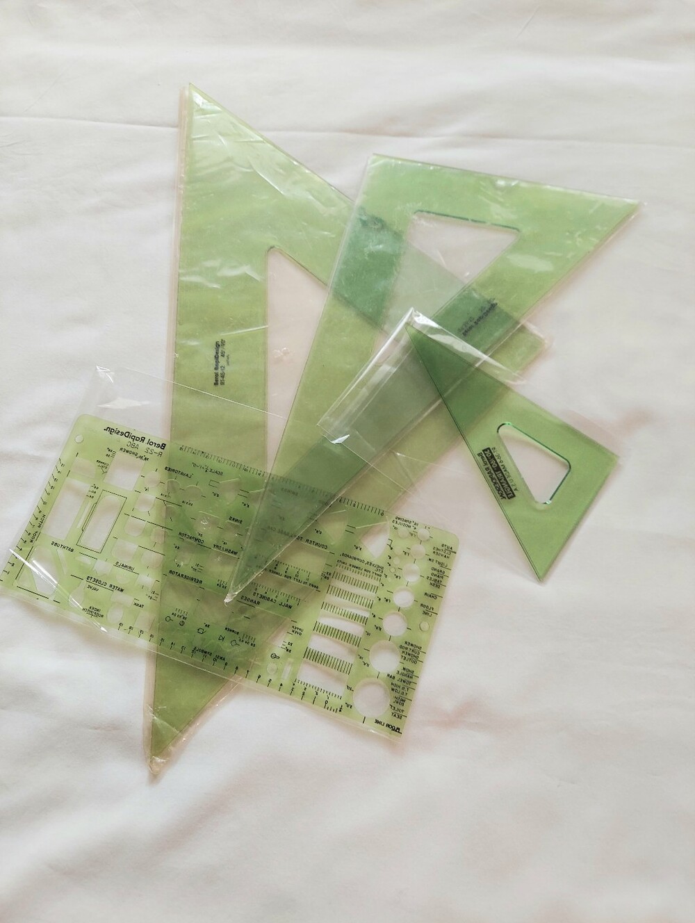Berol RapiDesign Triangles (3), Architectual Template (1),Drafting-Drawing Tools - Picture 2 of 8